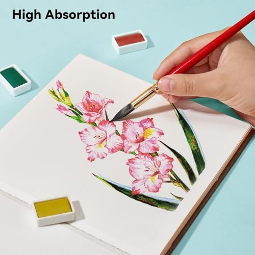 Arrtx Square Watercolor Sketchbook, 7.09" Cold Press | 140LB/300GSM, 100% Cotton, Hardcover, 24 Sheets. Ideal Travel Notebook for Artists, Adults, and Students - size: 7.09x7.09''