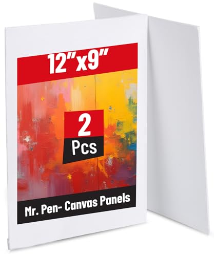 Mr. Pen- Canvas Panels, 2 Pack, 9x12 Inches | Triple Primed for Oil & Acrylic Paints, Canvas Boards for Painting, Painting, Blank Canvas for Painting, 3mm Thickness - size: 9x12 Inches, 2 Pack