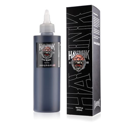 HAWINK Black Tattoo Ink 8oz (240ml) Vegan-Friendly USA Standard Pigment Tattoo Supplies Pure Black TI203-240-001