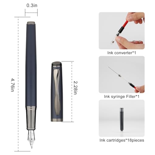 Calligraphy Fountain Pen Set - Includes 5 Nibs, Ink Bottle, Ink Refill Converter and 18 Cartridges, Fancy Pen for Women Men Gift - MU-25