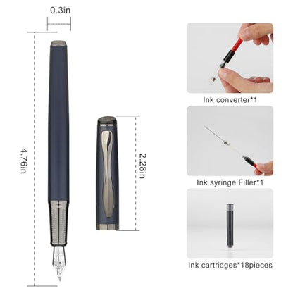 Calligraphy Fountain Pen Set - Includes 5 Nibs, Ink Bottle, Ink Refill Converter and 18 Cartridges, Fancy Pen for Women Men Gift - MU-25