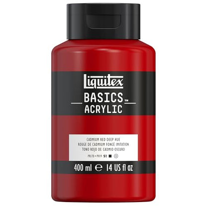 Liquitex BASICS Acrylic Paint, 13.5-oz Bottle, Cadmium Red Deep Hue - color: Cadmium Red Deep Hue, size: 13.5 Fl Oz (Pack of 1)