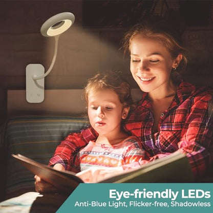 CUHIOY Rechargeable Clip on Reading Light for Bed Headboard, White, 1 Pack - color: White