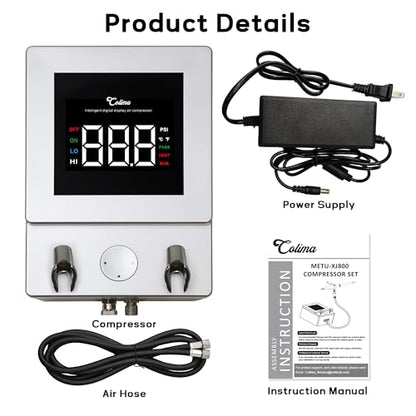 Colima Airbrush Compressor, Air Compressor with 0.5–30 PSI Air Control - color: Airbrush Compressor