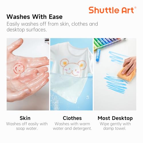 Shuttle Art Tempera Paint Sticks 30 Colors, Kids Safe, Washable Mess-Free | Fast Drying Solid Paint Sticks, Works Smoothly and Creamy on Paper, Wood, Glass, Ceramic and Canvas for Kids Art Creation - color: 30 colours