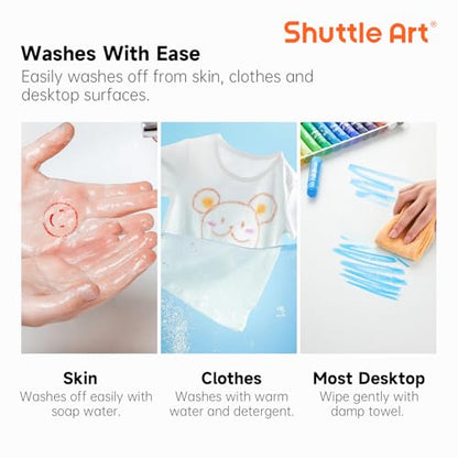 Shuttle Art Tempera Paint Sticks 30 Colors, Kids Safe, Washable Mess-Free | Fast Drying Solid Paint Sticks, Works Smoothly and Creamy on Paper, Wood, Glass, Ceramic and Canvas for Kids Art Creation - color: 30 colours