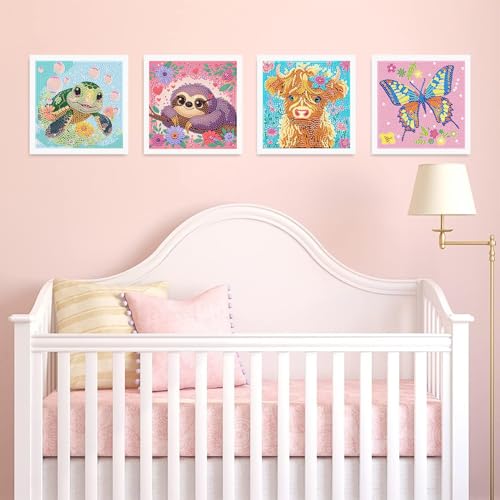 6 Pack Diamond Art Kits for Kids Teens, Diamond Painting for Kids 6X6 Inch | Cartoon Animals Diamond Painting Kit for Kids Beginners, Gem Art Easy DIY Kids' Mosaic Kits Jewel Art Girls Boys Dots Crafts - color: DPKK-3