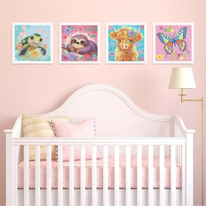 6 Pack Diamond Art Kits for Kids Teens, Diamond Painting for Kids 6X6 Inch | Cartoon Animals Diamond Painting Kit for Kids Beginners, Gem Art Easy DIY Kids' Mosaic Kits Jewel Art Girls Boys Dots Crafts - color: DPKK-3