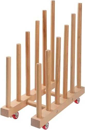 Artwork Storage Rack with Brake Caster Wheels,Art Drying Rack, Canvas Storage Rack,Wood Storage Stand for Drawing Board, Prints, Perfect for Studios,Galleries, Museums, Art Venues (12in) - size: Small