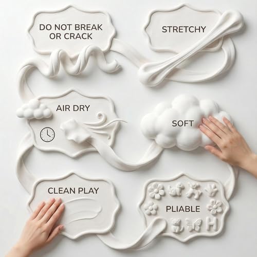BOHS Foam Clay, White Air Dry Modeling Clay, 1.1 lb | Soft, lightweight; crack-free finish; EVA and polystyrene foam details; cosplay props, figurines, fake bakes and slime making - color: White, size: 500 g