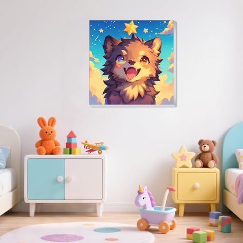 XTCIXAL Paint by Numbers Kit for Kids with Frame, Wolf, 8X8 inch - color: 13-Wolf
