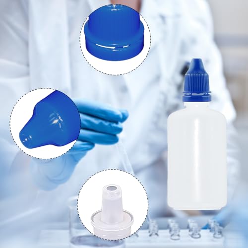 12 Pcs Dropper Bottles, 50ml/1.7 oz Empty Squeezable Small Mouth Dropper Bottle, Liquid Dropper Bottle with Blue Cap - color: Blue Cap