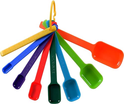 Plastic Measuring Spoons 8-Piece,Assorted Colors - color: Assorted Colors, size: 8 Spoons