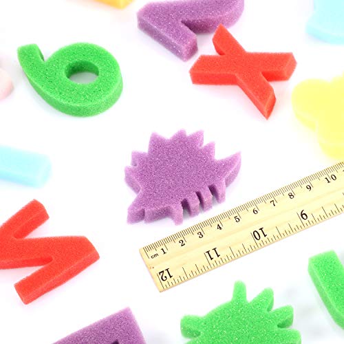 Gejoy 64 Pieces Sponge Painting Kit for Kids Alphabet Numbers Animal Paint Sponges Models Art Craft Drawing Tools for Kids Toddlers Educational Bathroom