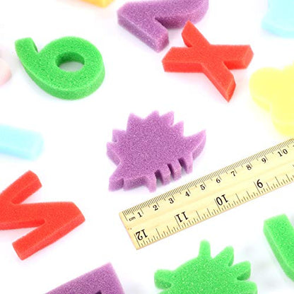 Gejoy 64 Pieces Sponge Painting Kit for Kids Alphabet Numbers Animal Paint Sponges Models Art Craft Drawing Tools for Kids Toddlers Educational Bathroom
