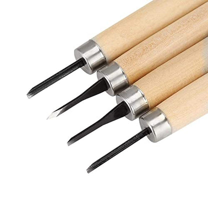 4Pcs Wood Carving Knife Set - Manual Sharpener, Wood Engraving & Rubber Stamp Pattern Carving Tools for Craft Projects (#1) - color: #1