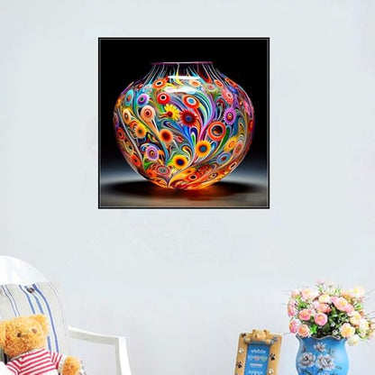 5D DIY Diamond Painting Kits,Round Vase Drill Diamond Art Kits for Adults Beginner, Perfect for Home Wall Decor and Gift - style: Art Deco