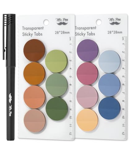 Mr. Pen- Round Transparent Sticky Notes, 1.1” Diameter, 14 Pads, 560 Sheets - color: Organic Modern, size: 560 pcs