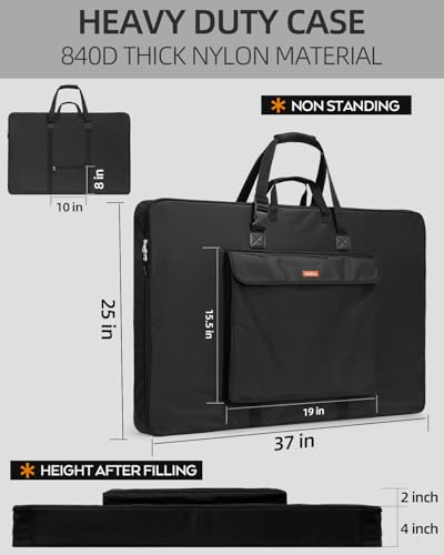 Nicpro Art Portfolio Bag 24”x 36'', Nylon Artist Bag with Reinforced Edges | Durable 840D Fabric, Adjustable Shoulder Strap, 3-sided zipper, Waterproof Art Portfolio Case, for Canvas Artwork Solar Panel - size: 24 x 36 inches
