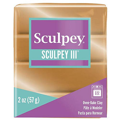 Sculpey III® Polymer Oven-Bake Clay, Gold, Non Toxic, 2 oz. bar, Great for Modeling, Sculpting, Holiday, DIY, Mixed Media and School Projects.Perfect for Kids & Beginners! - color: Gold