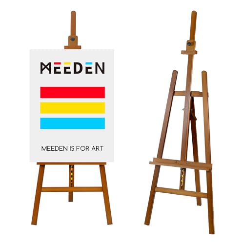 MEEDEN Painting Wooden Art Easel: Solid Beechwood, Hold Canvas up to 43" | Adjustable Height from 57"-76" for Studio Gallery, Multiple Work Angles A-Frame Easel for Adults Artists Beginners, Walnut - color: Walnut-Standard
