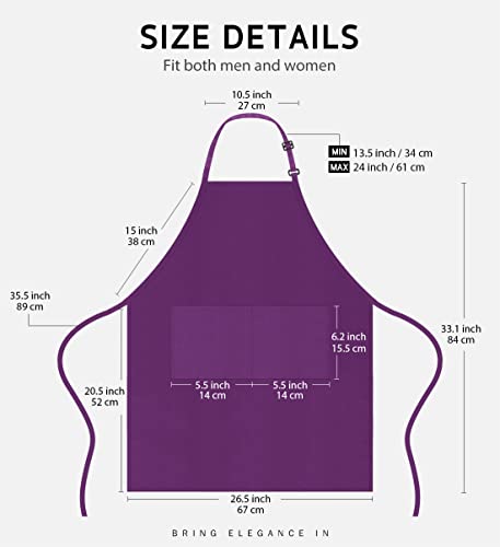 Syntus Apron for Men Women, Adjustable Cooking Kitchen Apron with 2 Pockets | Machine Washable, Firm Stitching, Stain Resistance, Long Tie Straps, 2 Pockets, Versatility, Unisex Use, Gift, BBQ - color: Basic Purple, style: 2 Polyester