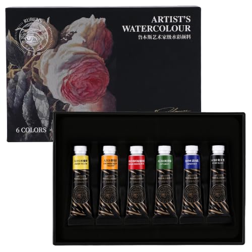 rubens Artist Watercolor Paint Set, 6 Colors 5ml Tubes, Ideal for Travel - color: Artist Grade 6 colors
