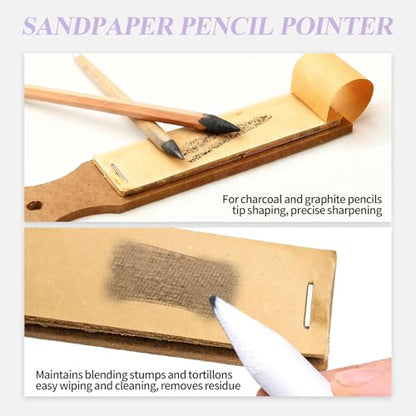 27 PCS Blending Stumps and Blending Sponge Pens with Sandpaper Pencil Sharpener, Tortillions Blending Sticks for Shading Complete, Blending Pencils for Student Artist Charcoal Sketch Drawing Tools - size: 27pcs