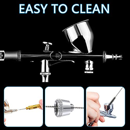 21 Pieces Airbrush Nozzle Cap Kit Airbrush Needle Replacement Parts Airbrush Needles with Wrench and Airbrush Cleaning Kit Replacement Part for Airbrush Sprayer Accessories, 0.2/0.3/0.5 mm
