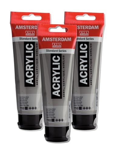 Amsterdam Standard Series Acrylic Paint Tube, Neutral Grey 710, 4 fl oz | Vibrant Color with Acrylic Resin Binder, High Lightfastness, Water-Based, Strong Coverage, Visible Brush Strokes - color: Neutral Grey, size: 4.06 Fl Oz (Pack of 1)