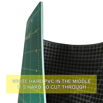 NEWBRAUG 9'' × 12'' Professional Self Healing Cutting Double Sided 5-Ply Mat, Best Gridded Rotary Cutting Board for Quilting, Sewing, Craft, Fabric & Scrapbooking (Green/Black)… - color: Green & Black, size: 12"L x 9"W