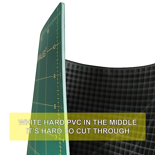 NEWBRAUG 12'' × 18'' Durable Self Healing Cutting Mat, Double Sided 5-Ply PVC Cutting Board, for Quilting, SewingArts, Craft, Fabric & Scrapbooking(Green/Black) - color: Green & Black, size: 18"L x 12"W
