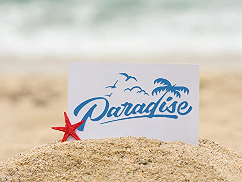 6 Pieces Summer Stencils for Painting on Wood - Tropical Hawaiian Beach Set - Wall Floor Decor - Farmhouse Vacation Reusable Templates Stencil - color: 6 PCS