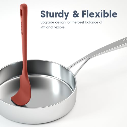 ChefAide 5 Pieces Silicone Spatula Set, Food Grade Rubber Spatula, Upgrade Strong Handle with Ergonomic Grip, Heat Resistant Up to 600°F for Nonstick Cookware, Cooking - color: Muted Nude, size: 5 pieces