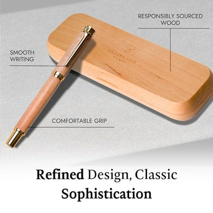 Ellington Pens Luxury Wood Fountain Pen Set – Medium Nib - Includes 6 Ink Cartridges, Wooden Pen Gift Box, Ink Converter - Wood Pen For Writing, Calligraphy, Journaling, Drawing (Maple Harmony) - color: Maple Harmony, style: Medium