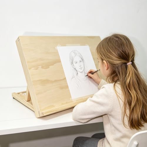 Tabletop Easel for Painting, Adjustable Desk Easel,Portable Drafting Table Slant Board for Writing, Drawing Easel, Table Top Easel for Art, Sketching, Reading,A3 17.7" x 12"