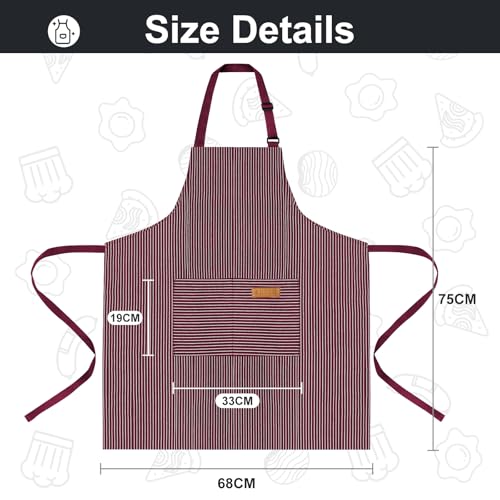 VALOME 2 Pack Kitchen Aprons with Pockets, Cooking Chef Apron for Men Women | Adjustable Neck Strap, Unisex Bib Soft Aprons, Cotton-Blend, for Grilling Cooking Gardening Baking - color: Black & Red