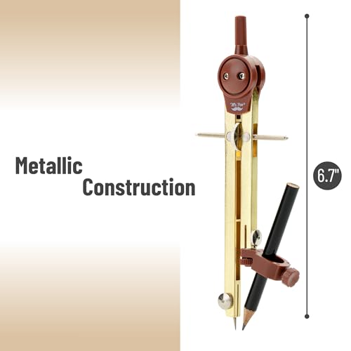Mr. Pen- Metal Geometry Compass, Center-Wheel Design - color: Gold