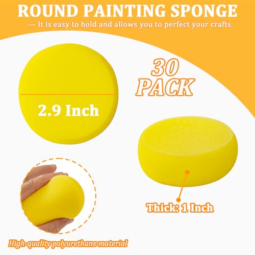 30 PCS Round Paint Sponges,2.9 inch Pottery Sponges - size: 30pcs-2.9inch