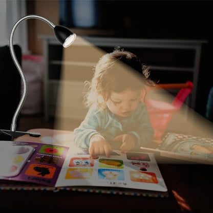 LALISU Desk lamp Eye-Caring Table Lamps, 360°Rotation LED Desk Clip Lamp - color: Black with Dimmer