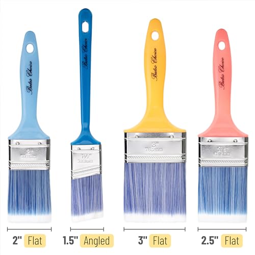 Bates 4 Pack Vibrant Plastic Handle Paint Brushes - Stain & Furniture Brushes for Painting Walls - color: Vibrant Plastic Handle, size: 4 Pack, 1.5", 2", 2.5", 3"