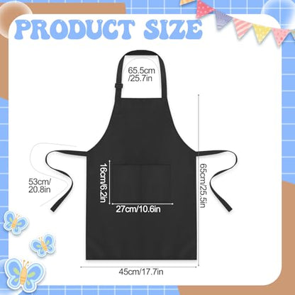 3 Pack Kids Apron for Cooking Adjustable Kids Chef Aprons | Kitchen Funny Aprons with Pockets for Boys Girls Toddler Painting Baking Artist Apron - color: Solid Color