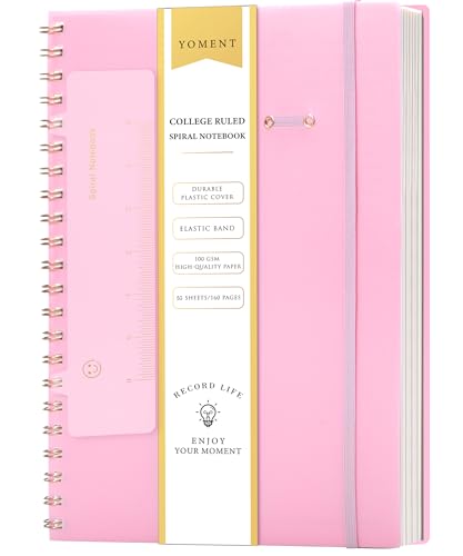 Yoment Spiral Notebook 8.5 x 11 A4 Large Notebooks for Work School | College Ruled Journaling Notebooks, 100 GSM Paper, Spiral Bound Journal for Writing Note Taking, A4 Pink - color: Pink, style: D - Line - A4