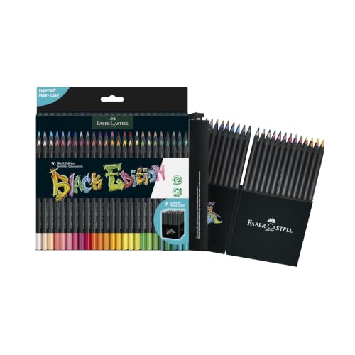 Faber-Castell Black Edition Colored Pencils, 1 Count (Pack of 50) - color: Classic, size: 1 Count (Pack of 50)