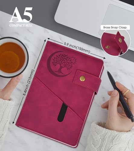 PAIBAS Blank Journal Notebook, A5 Hardcover Leather Sketchbook with 200 Pages Thick Blank Paper for Men Women, Unlined Drawing & Writing Journal, 5.9" x 8.4" Plain Notebook (wine red) - color: Wine Red, size: Blank Page