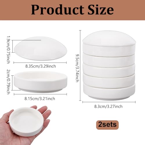 NBEADS 2 Pack Stackable Stackable Ceramic Watercolor Palette, 5-Tier Round Porcelain Mixing Tray with Lids for Watercolor Gouache Ink Acrylic Paint Art Supplies, 3.27x3.74 Inch