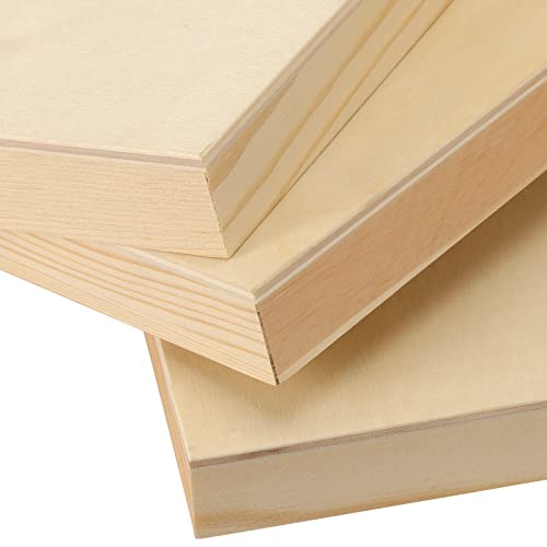 ZOENHOU 10 PCS 8 x 8 Inch Wood Canvas Boards, Unfinished Square Wood Canvas, Cradled Wood Panels for Painting, Pouring Art, Crafts