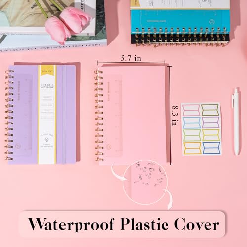 Yoment Dot Grid Spiral Notebook A5 Spiral Bullet Dotted Journal 160 Pages | Thick Dot Paper Notebooks Plastic Hardcover Spiral Notebook 5x7 Wire Bound Notebooks for Work School Office Supplies, Pink - color: Pink, style: B - Dotted - A5