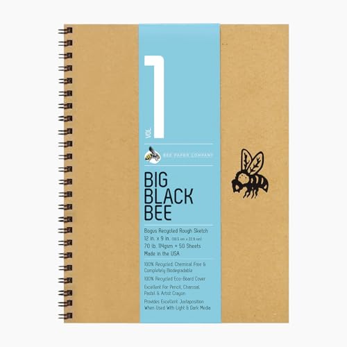 Bee Paper Company Big Black Bee Bogus Pad, 9 by 6-Inch - size: 6-inch x 9-inch, 50 Sheet Sketchbook, style: Big Black Bee Brown Recycled Sketchbook