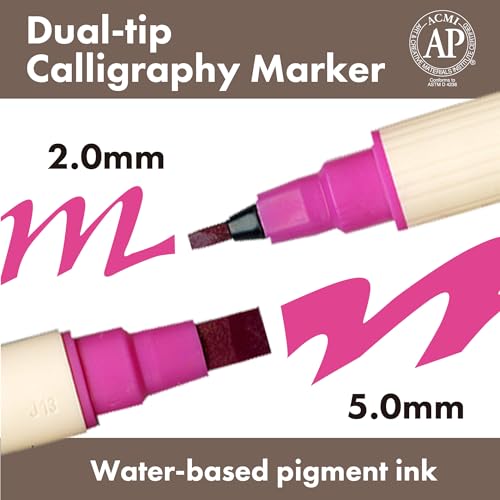 Kuretake Zig Calligraphy Dual Tip Marker Pens 24 colors set, 2mm, 5mm, Double Tip, for Art, Sketch, illustration, Calligraphy, Journal, Drawing, Made in Japan